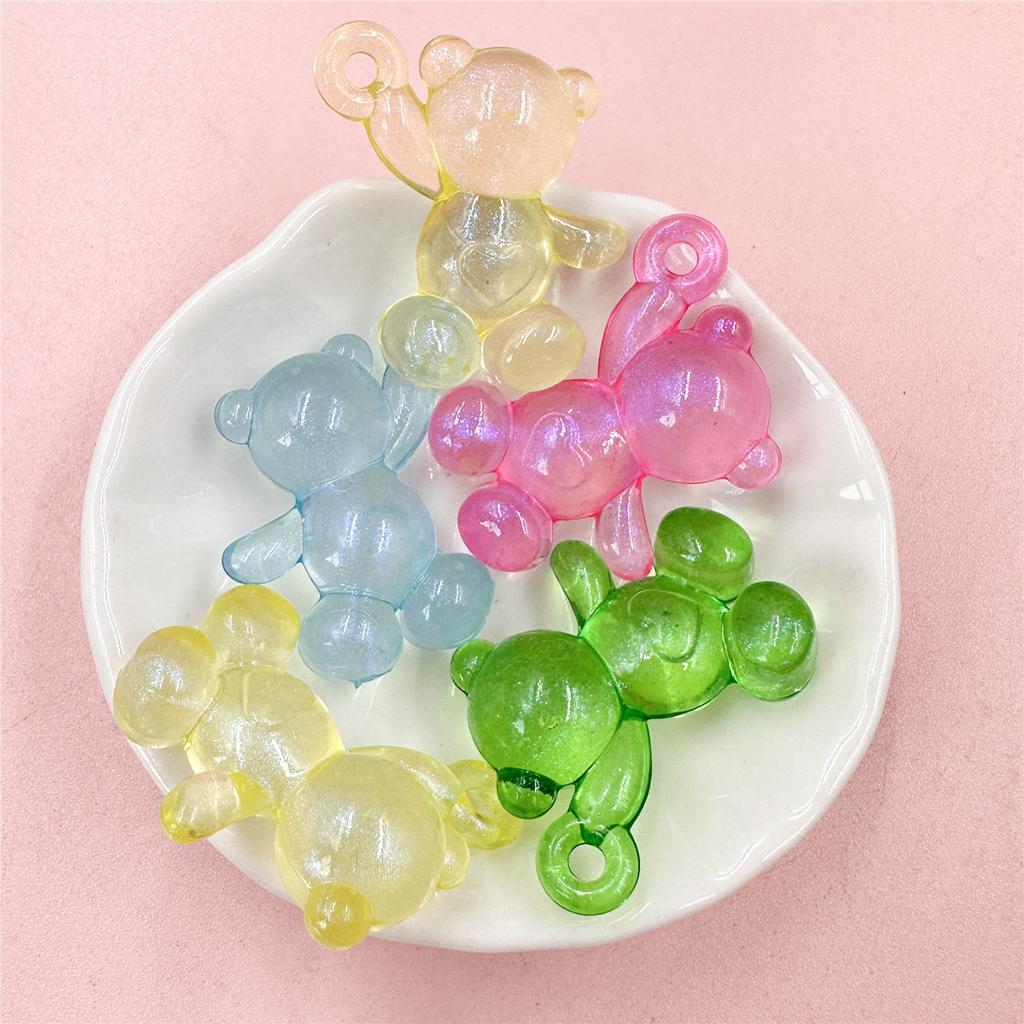 Модный кулон своими руками для изготовления ювелирных изделий 5 шт. Материал ручной работы 33,3 * 31,6 мм Акриловый машущий медведь Прозрачный