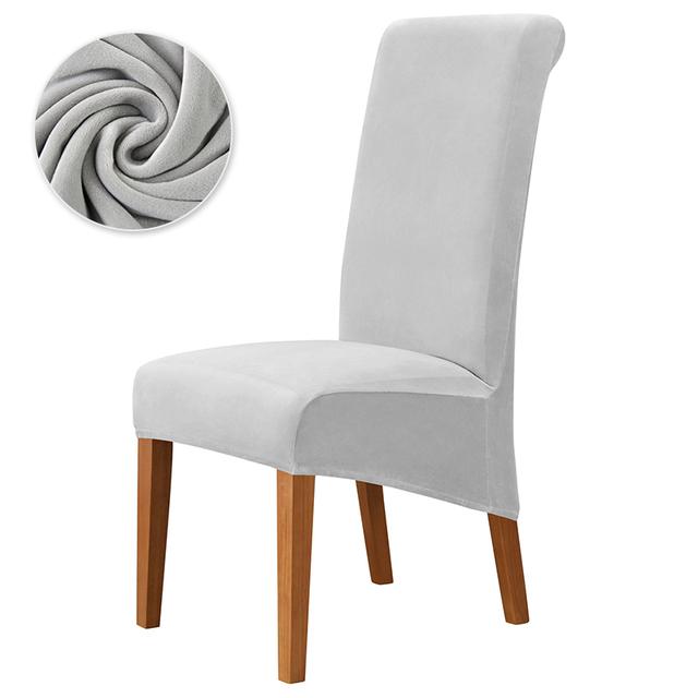 Универсальный чехол для обеденного стула с высокой спинкой, чехлы для стульев из эластичного бархата, чехлы для стульев с длинной спинкой для столовой, кухни, офиса