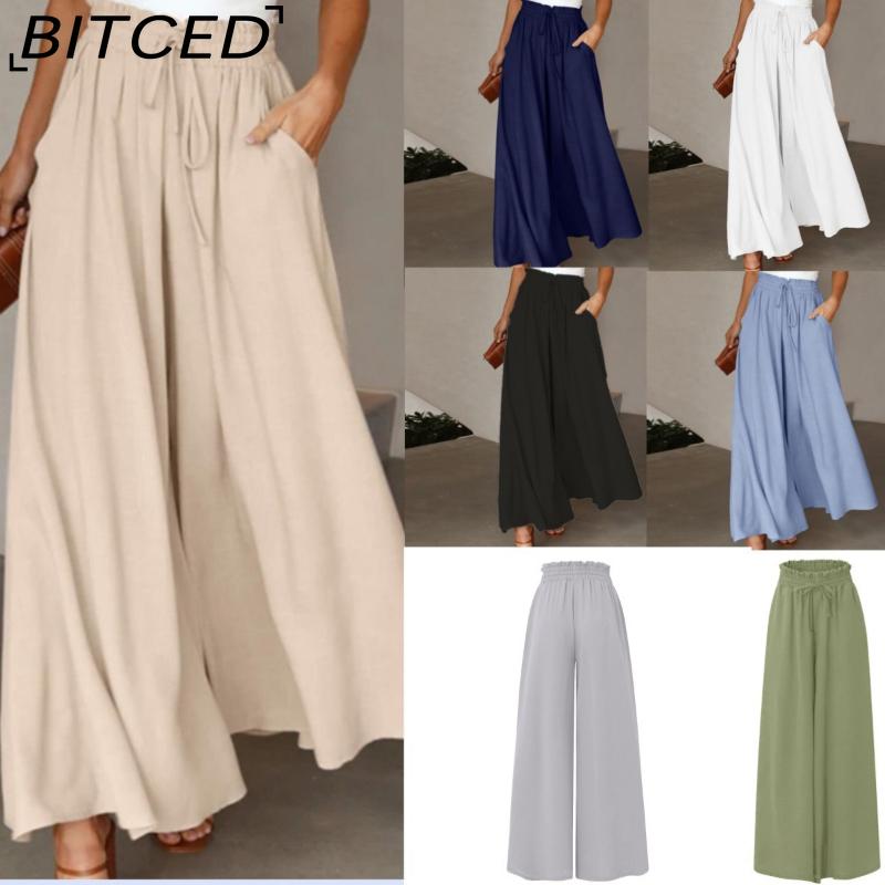 BITCED Women's Fashion Casual Solid Color Print Pants & Capris