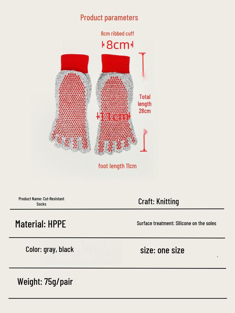 Level 5 Cut-Resistant Outdoor Sports Five-Toe Anti-Slip Socks