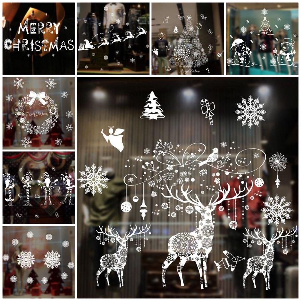 Очаровательные рождественские наклейки на окна с причудливым рисунком Санты для праздничного декора в каждом помещении