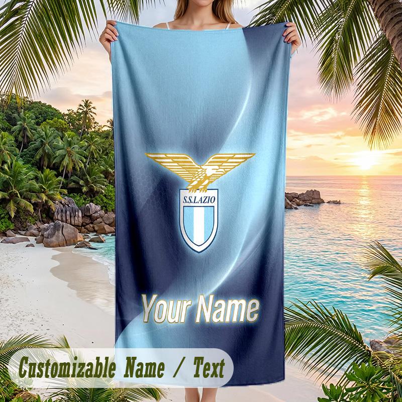 Beach Towel Lazio FC Print Custom Name Text Soft Towel for Swimming Pool
