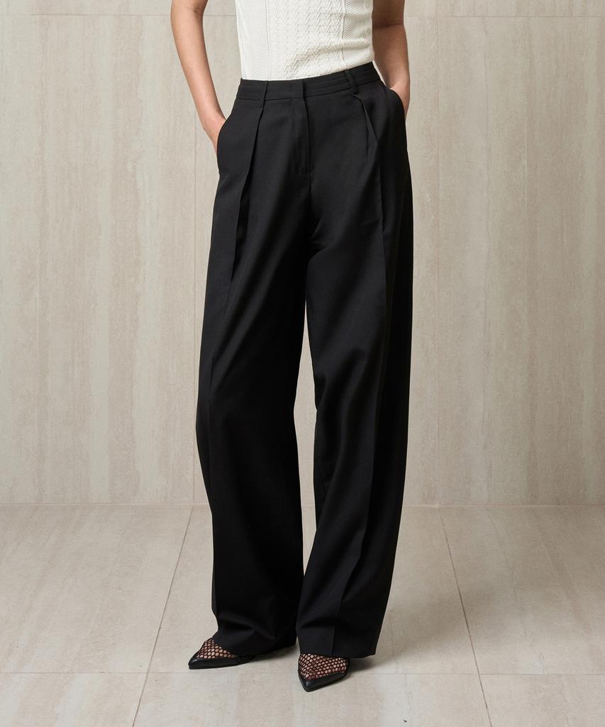 RE RHEE Pintucked Balloon Trousers Black