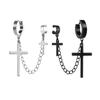 Black New Cross Ear studs Stainless steel Earrings Chain