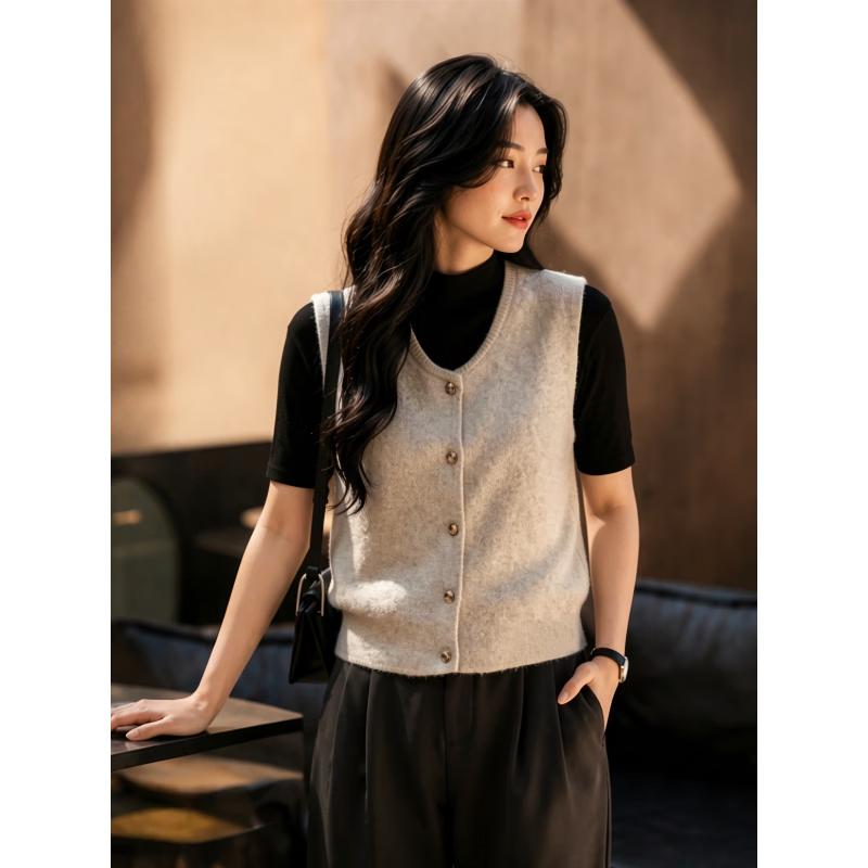 Basic House Women's Casual Knit Sleeveless Vest