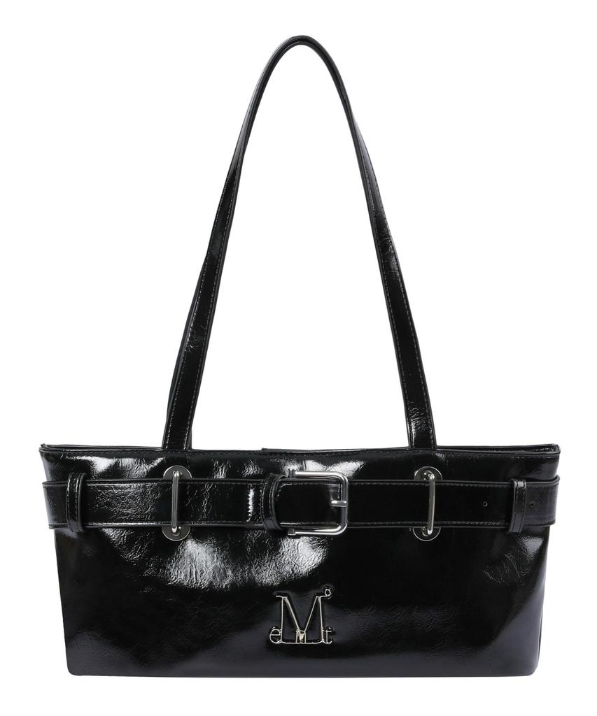 Mucent Sentik Metal Logo Front Belted Leather Shoulder Bag Unisex