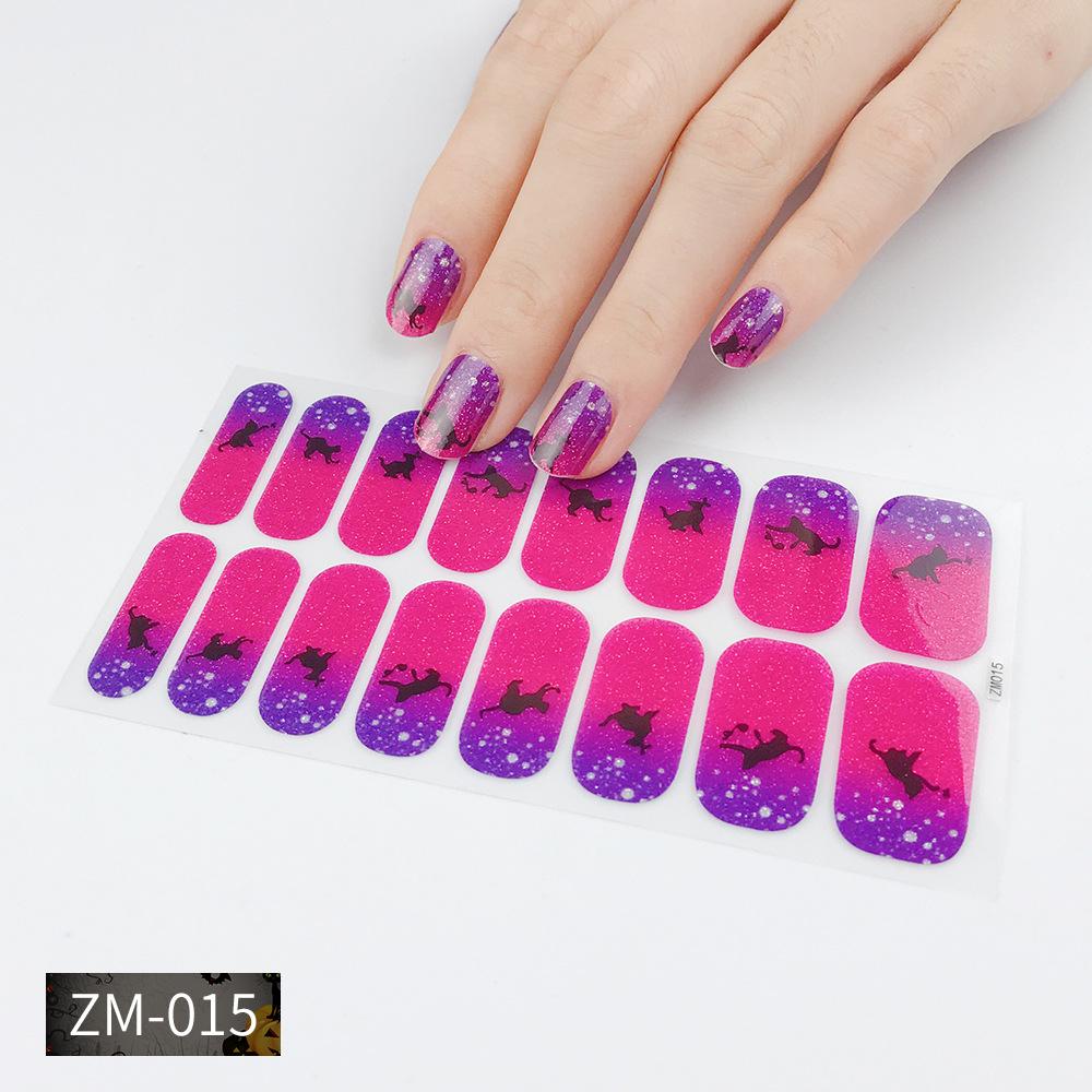 ZM Full Cover No-Cure Gel Nail Wraps, Halloween Style Autumn Winter Nail Stickers, Nail Patch Films