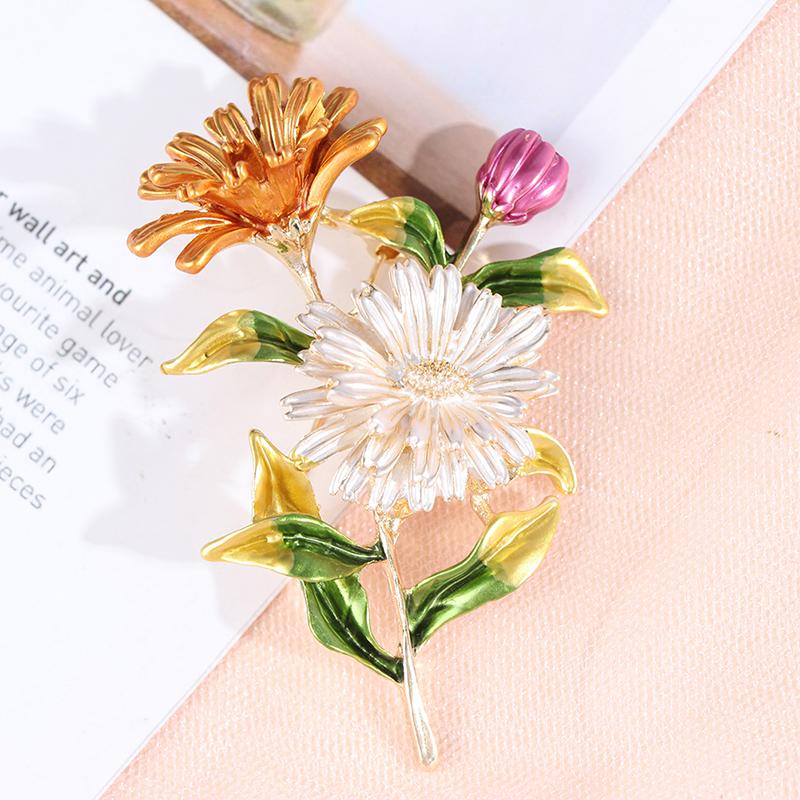 1 шт., эмалированная булавка с цветком ромашки, женские броши, букет, броши для одежды, ювелирные изделия