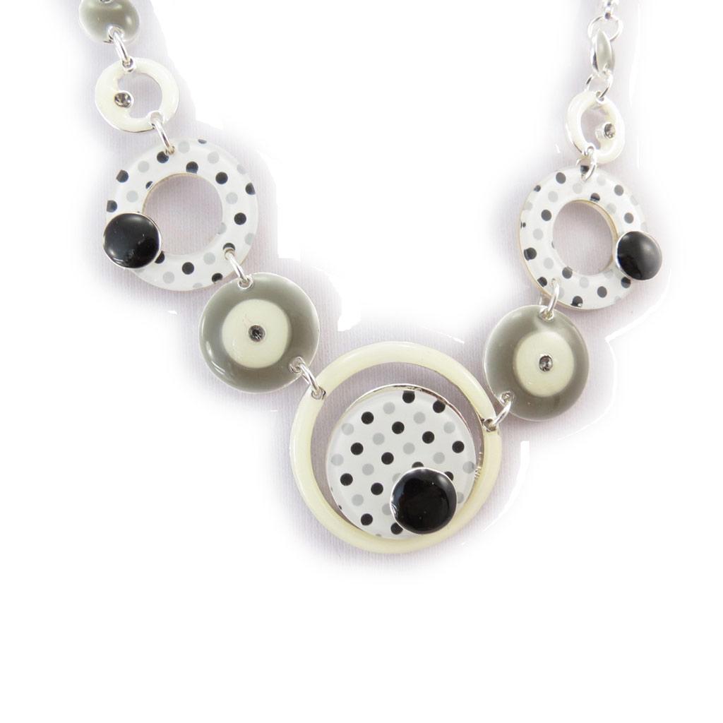 NOA [K0193] - Дизайнерское колье «Раскраска» бело-серый