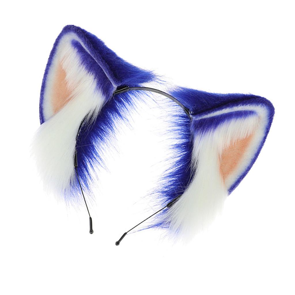 Blue Animal Ear Headband Halloween Lolita Maid Hairhoop Role Playing Hairdband Costume Accessories Cosplay Headpiece
