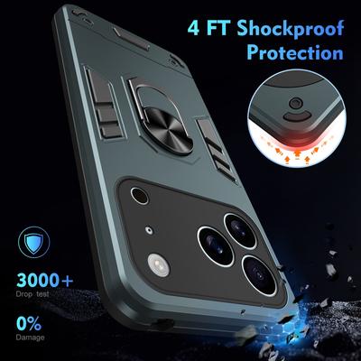 Бронированный чехол-подставка с магнитным кольцом для iPhone 17 Pro Max 5G, защитная крышка для объектива камеры для iPhone17 Air 17Pro Funda