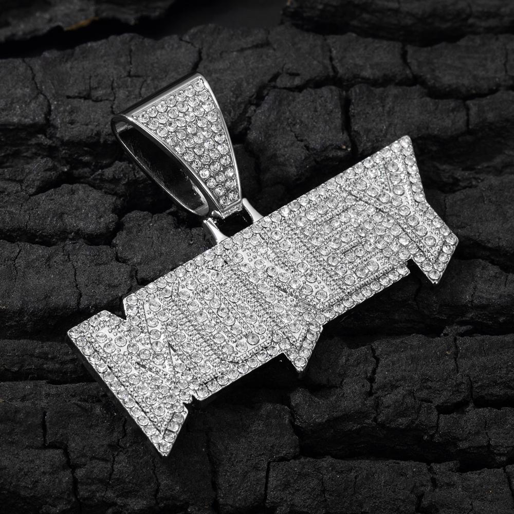 Мужские Женские Хип-Хоп Ожерелья с Подвеской в виде Буквы Денег 13 мм Кубинская Цепь Iced out Bling Сплав Стразы Хип-Хоп Мода Шарм Ювелирные Изделия