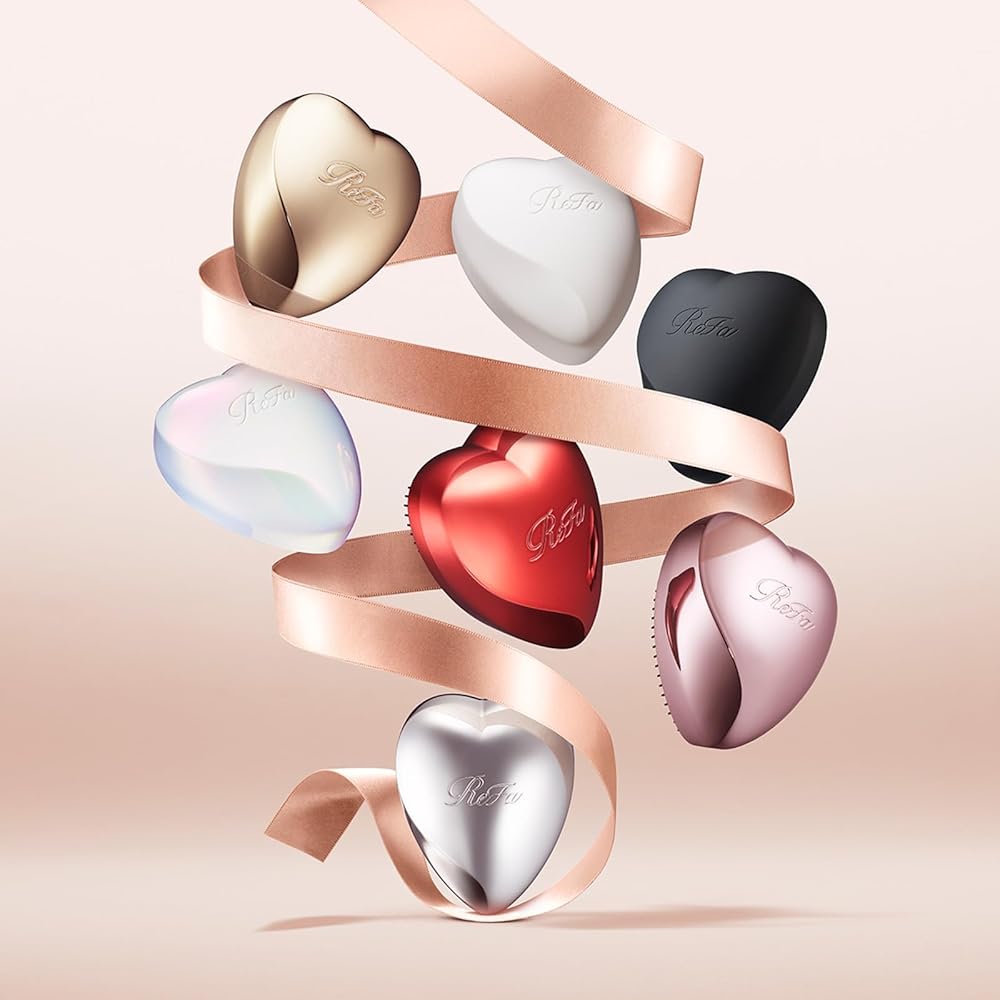 ReFa HEART BRUSH Серебристо-голубая щетка для укладки волос с эргономичным дизайном и легкой конструкцией