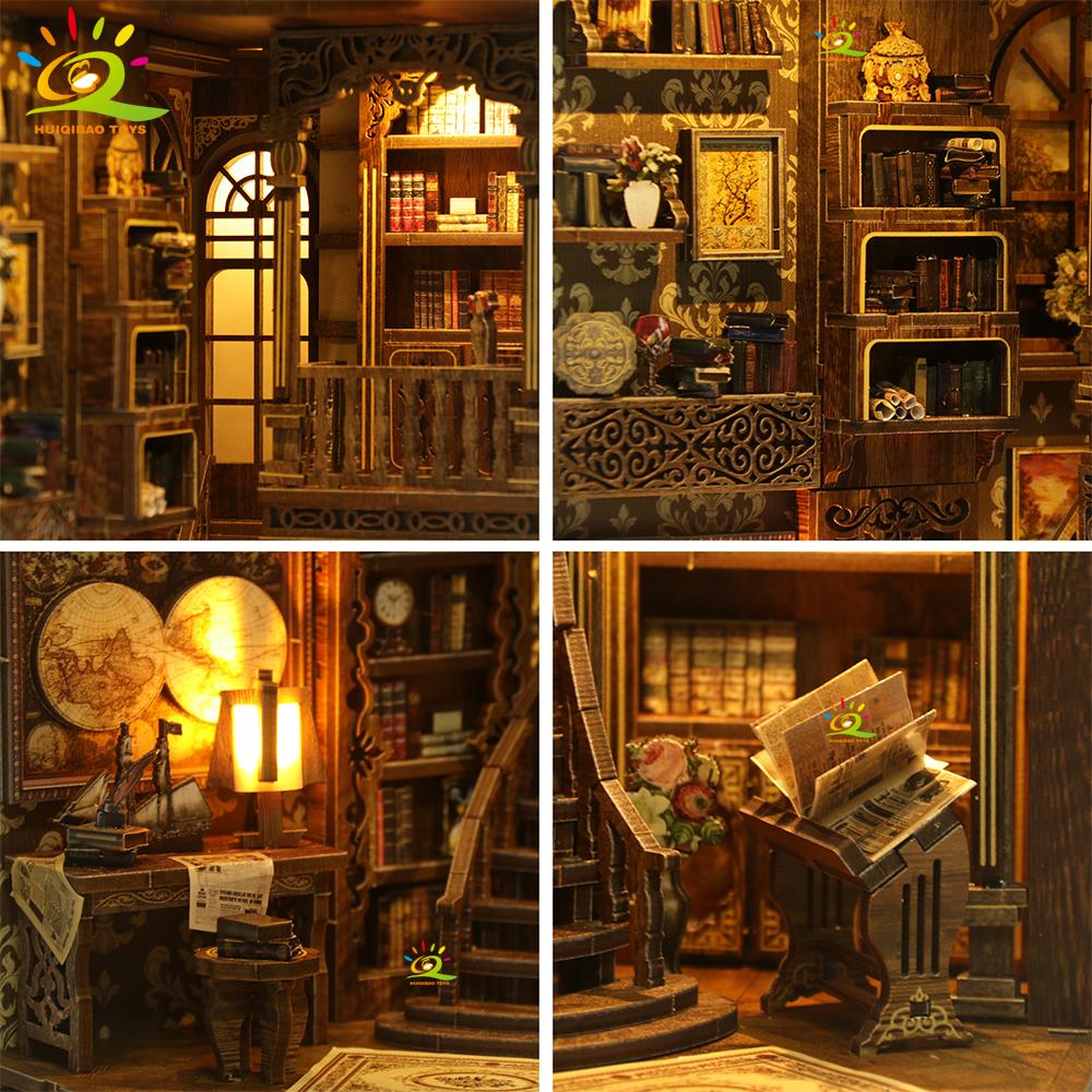 Комната Коллекции Древних Книг DIY Настольная Строительная Сцена 3D Винтажная Библиотека Полка-Пазл Декорация для Вставки Игрушки для Взрослых