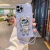 Силиконовый чехол с покрытием Astronaut Holder для iPhone 14 13 11 12 Pro Xs Max Mini Xr X 6 7 8 Plus 14pro 13mini Lanyard Cover Se 2022