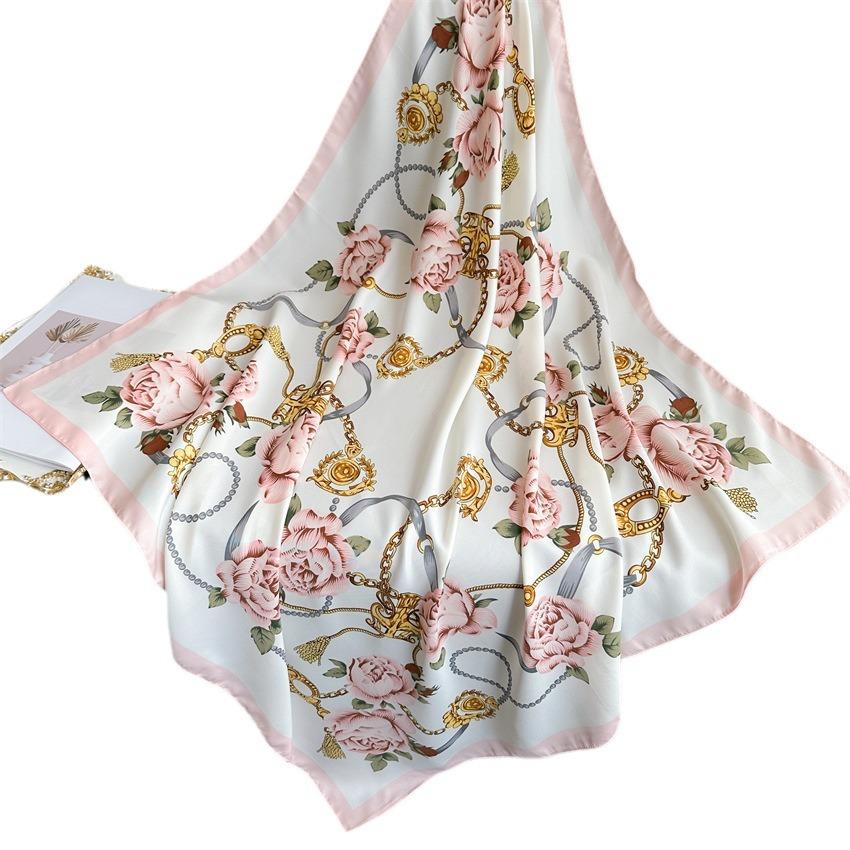 90 * 90 см новый твил шелк простой солнцезащитный теплый большой квадратный шарф шаль платок для женщин