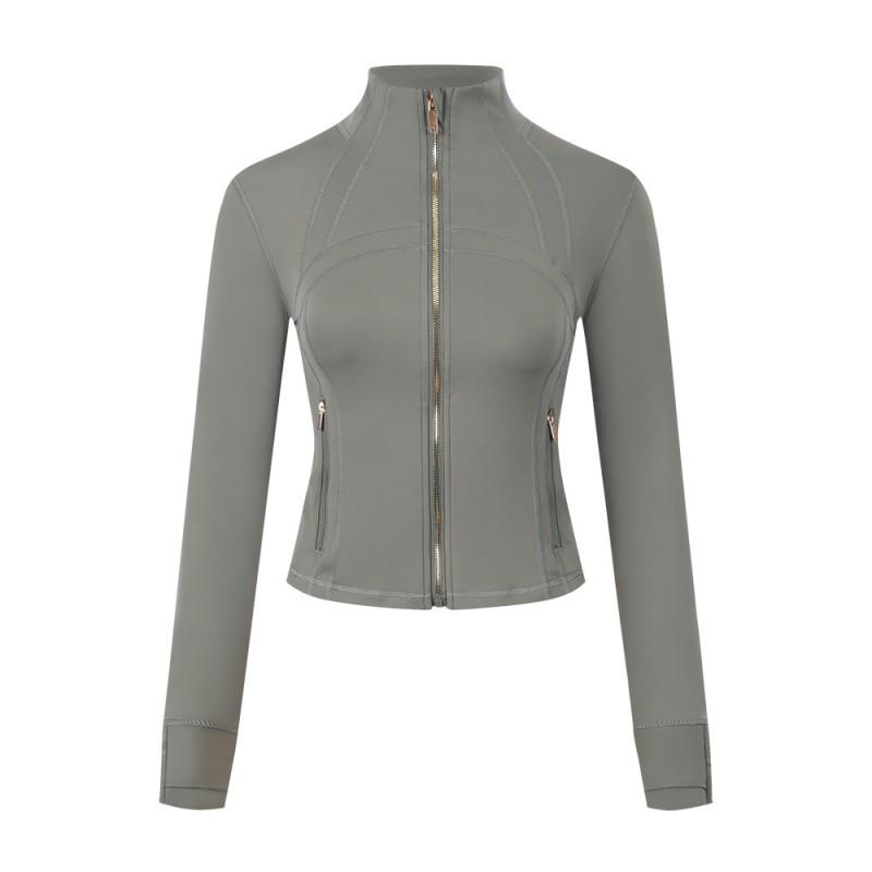 LU Short Stand Collar Jacket Womens Yoga Fitness Breathable Slim Fit Activewear