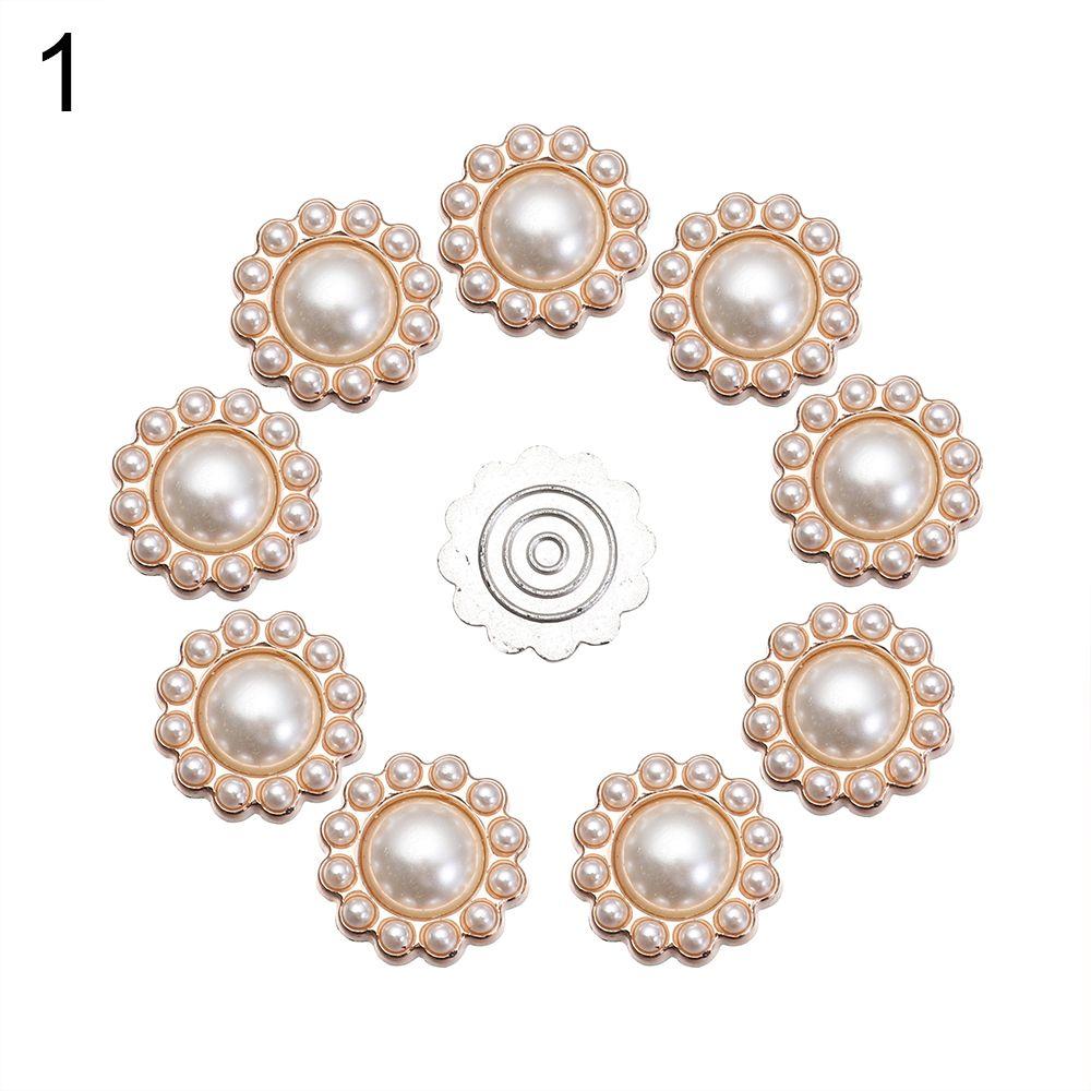 10PCS Pearl Flower Rhinestone Buttons Sparkling Crystal Headwear Accessories Hairpins Decoration Clothes Sewing Tools