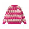 Unisex Oversized Striped Knit Sweater With Fringe Detail Round Neck Casual Winter Streetwear