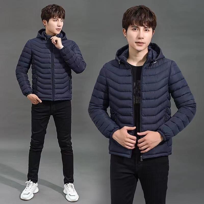 Light Down Cotton-padded Clothes Men's Short Hooded Warm Cotton Clothes Large Size Youth Autumn and Winter Jacket
