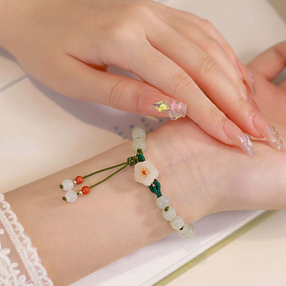 Style Jewelry Emerald Bangles Bead Bracelets Female Hand Chain Women Bangles Stone Bracelets