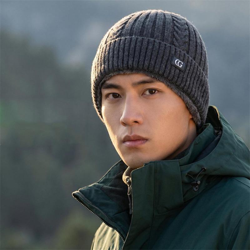 Autumn and winter CG cloth label twist knitted hat for women, flanged wool hat, thickened warm retro pullover hat, cold hat for men
