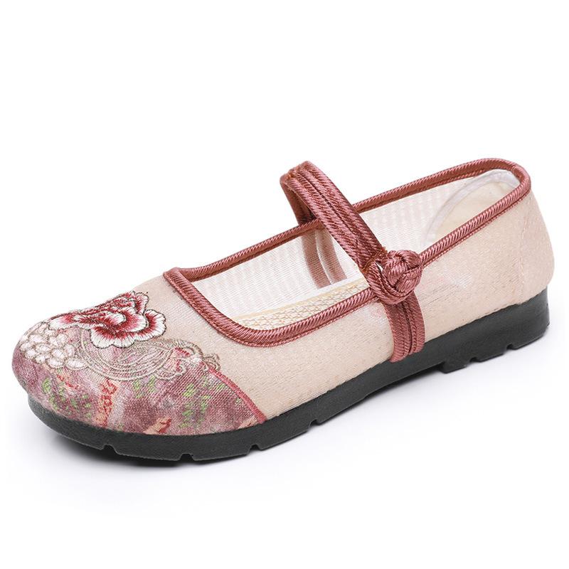 Summer Women's Mesh Shoes Mesh Yarn Breathable Ancient Hanfu Shoes Women's Sandals Old Beijing Cloth Shoes Women's Ethnic Style Embroidered Shoes
