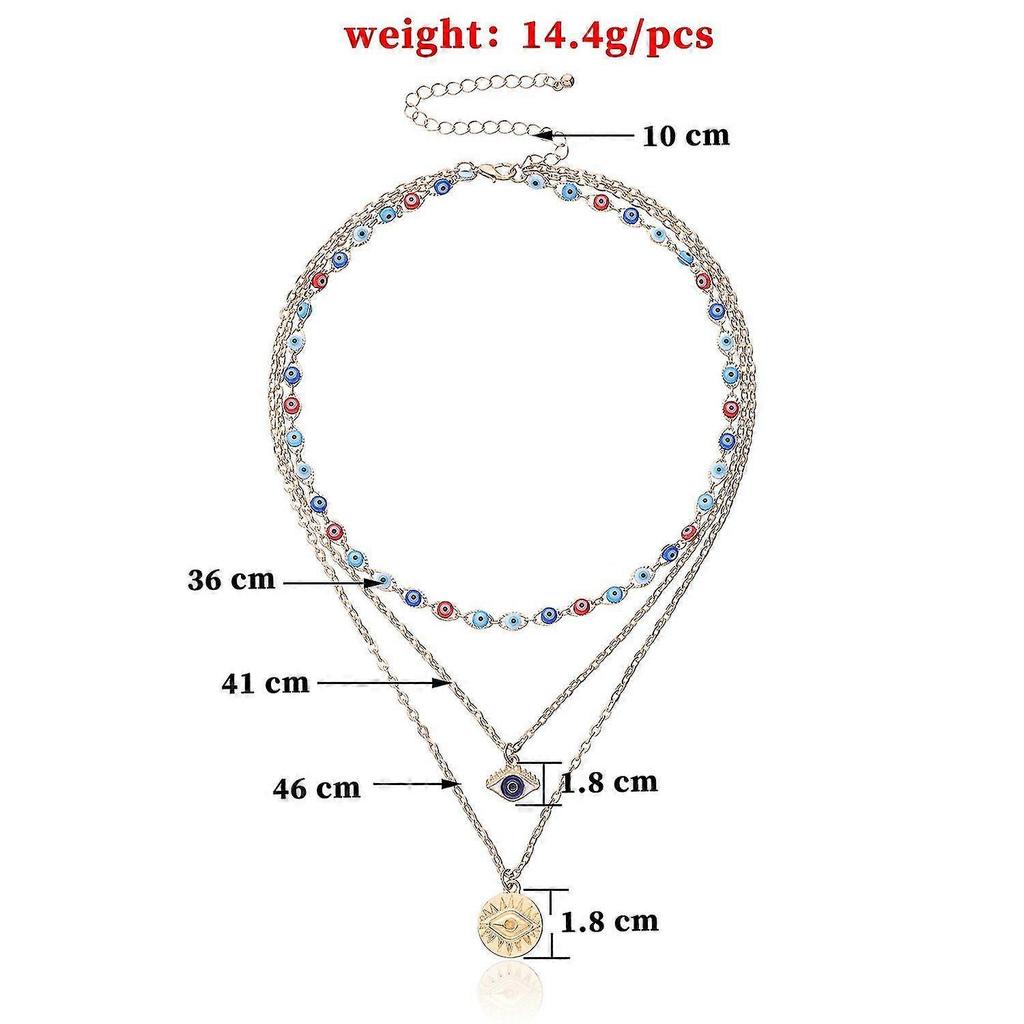 2 pieces of new multi-layer devil eye pendant necklace women fashion exaggerated trend eye necklace
