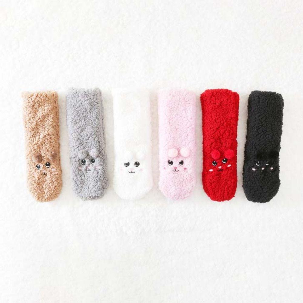 Plush Floor Socks Embroidery Fleece Sock Women Soft Sleeping Socks Home