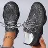 Women  Sneakers Fashion Sequin Lace-up Casual Sport Running Shoes Femme Breatheable Shoes