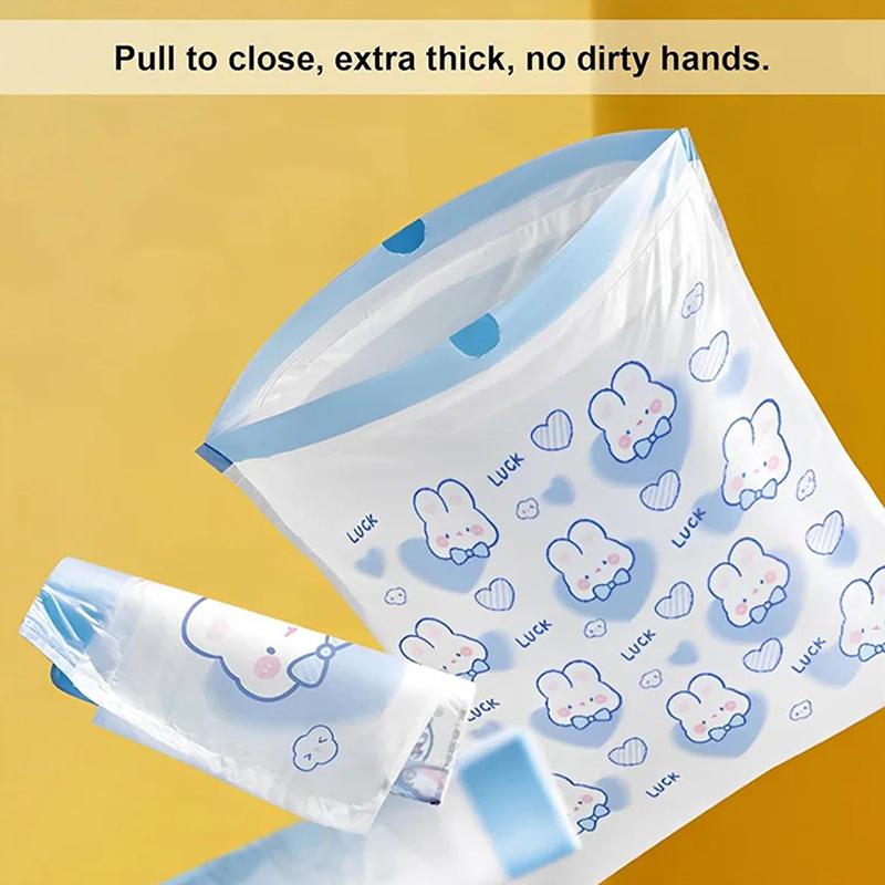 50 Or 100Pcs/Roll Trash Bags Drawstring Bag Small Garbage Bags Cartoon Rabbit Pattern Household Kitchen Bathroom Trash Bags