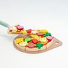 Wooden Pizza Playset with Mixed Color Slices and Kitchen Tools