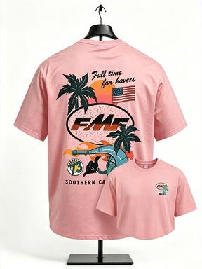Vintage TShirt Palm Sunset Surf Graphic 2026 New Unisex Tee Retro Back Print Gift For Him Casual Oversized Summer Outfit Top