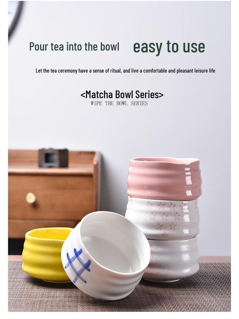 Японский чайный сервиз матча: Керамическая чаша, подставка для часена и инструменты в стиле эпохи Сун