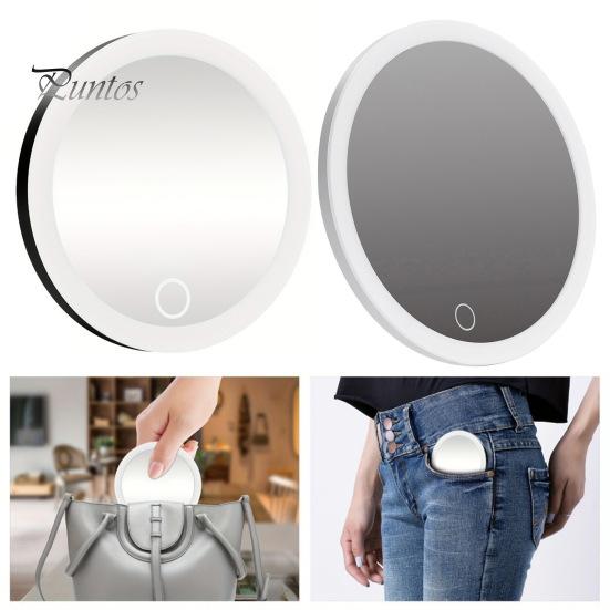10CM 30X Magnifying Mirror with Tweezers Portable Travel LED Makeup Mirror with 3 Suction Cups Rechargeable Dimmable Magnified Vanity Mirror