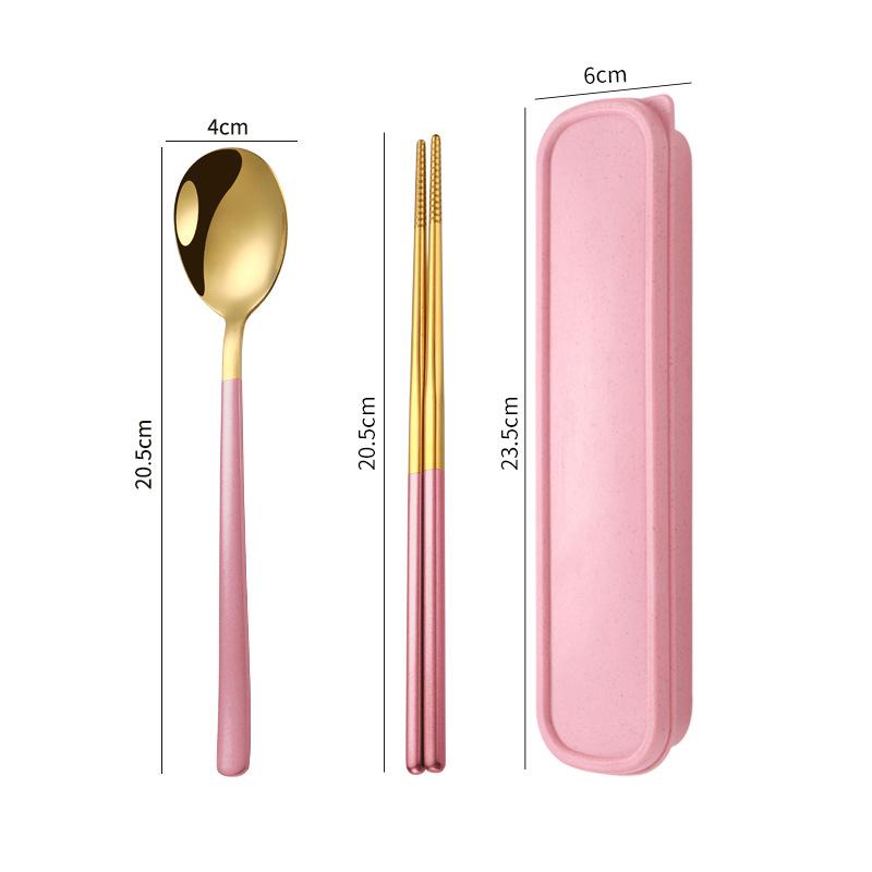 Three-Piece Japanese Stainless Steel Cutlery Set: Spoon, Fork, Chopsticks