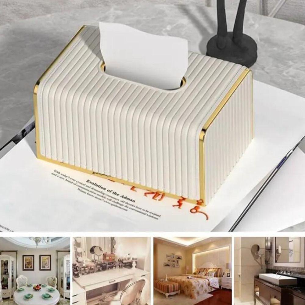 PU Leather Tissue Box Soft Tissue Case Creative Paper Towel Container for Living Room