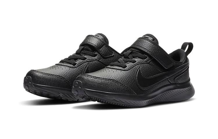 Nike Спортивные повседневные кроссовки Varsity из кожи, низкие, чисто черные, для детей 3-7 лет CN9393-001