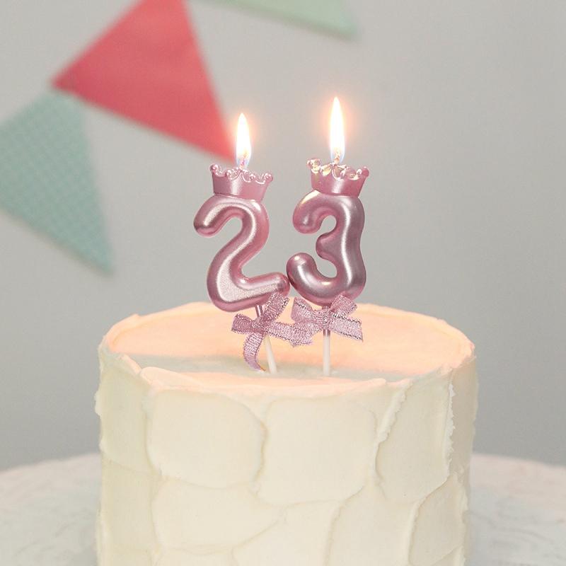 Розовая свеча-корона День рождения 0-9 Номер Украшение для торта Цифровые свечи Десертная вставка Декор Вечеринка Юбилей День Украшение для торта