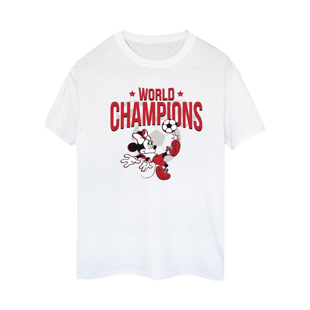 Disney Womens/Ladies Minnie Mouse World Champions Cotton Boyfriend T-Shirt