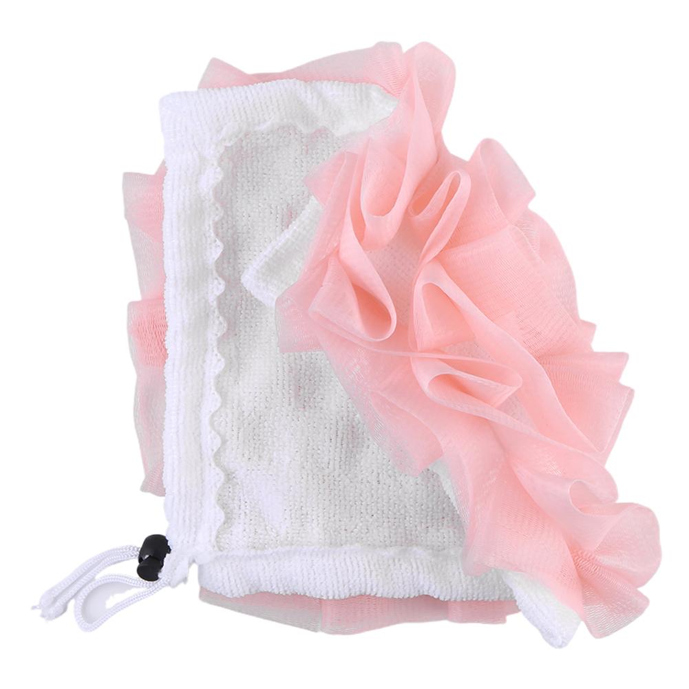 2-In-1 Shower Loofah with Drawstring Bath Loofah Sponge Bath Loofah Shower Washcloth Set for Women Men