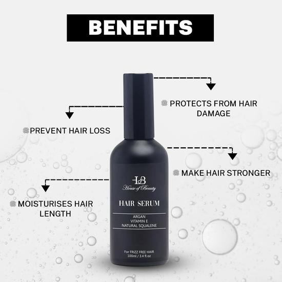 HOUSE OF BEAUTY Сыворотка для волос с аргановым маслом, витамином Е и растительным скваланом, защита от солнца – рост волос, борьба с пушистостью, глубокое питание и блеск - 100 мл