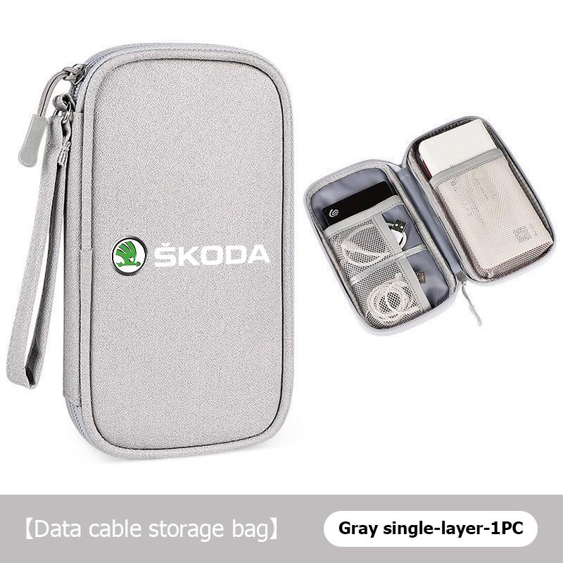 Travel Portable Digital Accessories Storage Bag Organizer For Skoda Kamiq Karoq Octavia 2 3 Rapid Scala Kami Fabia VII VRS RD4
