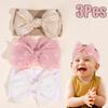 3Pcs Baby Wide Elastic Headband Infant Large Bow Head Band Flower Print Soft Stretchy Wide Hairband For Toddler Hair Accessories