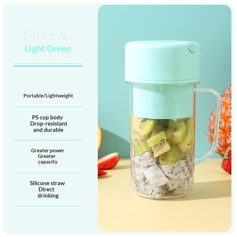 Portable USB Rechargeable Electric Juicer 420ml Ideal for Travel Smoothie Cups with Straw Feature