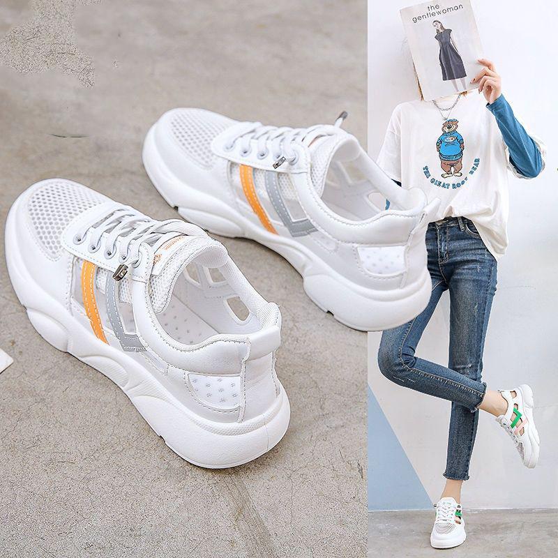 Breathable Mesh Small White Shoes Female Summer Thin Section Hollow Sports Casual Shoes Sandals