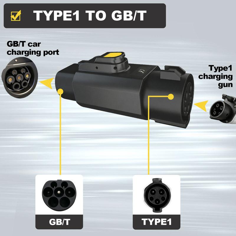 Адаптер J1772 на GBT AC 250V 32A Тип 1 на GB/T Адаптер для зарядки электромобилей с кнопкой защиты от падения Портативное зарядное устройство для электромобилей