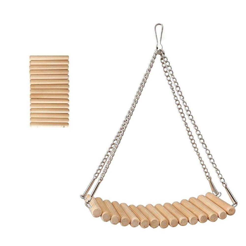 Easy To Install Hamster Hammock Toy Wood Parrot Training Bridge for Parakeets Budgies Cockatiels