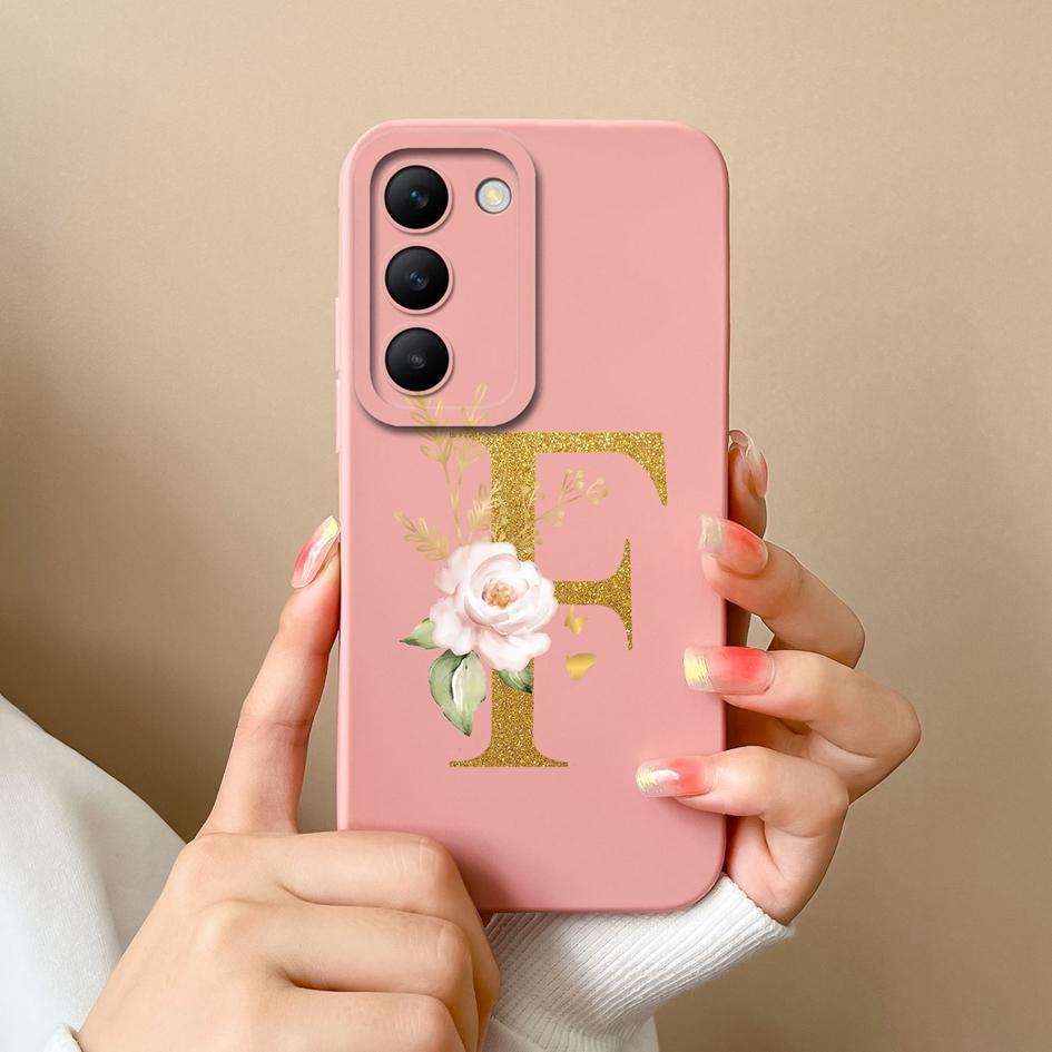 Чехол для телефона Vivo V30 SE V40 Pro Lite Y100 (ИДН) V30e T3 Y200e Y100 4G Корпус Модный Цветочный Буквы Мягкий Силиконовый Чехол Ударопрочный Бампер Для Vivo