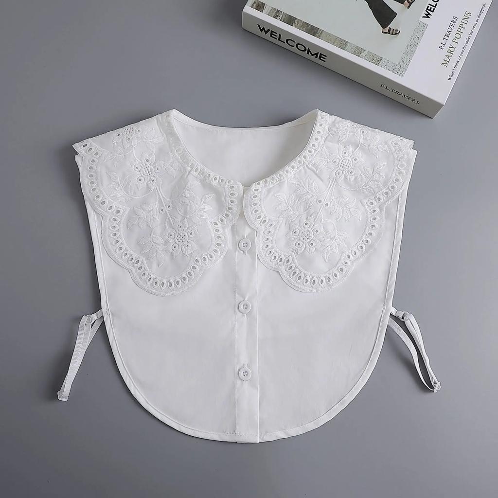 Formal False Collar Women Embroidery Faux Col Half Shirt Blouse Fake Collars Sweater Shirt Detachable Collars Accessories